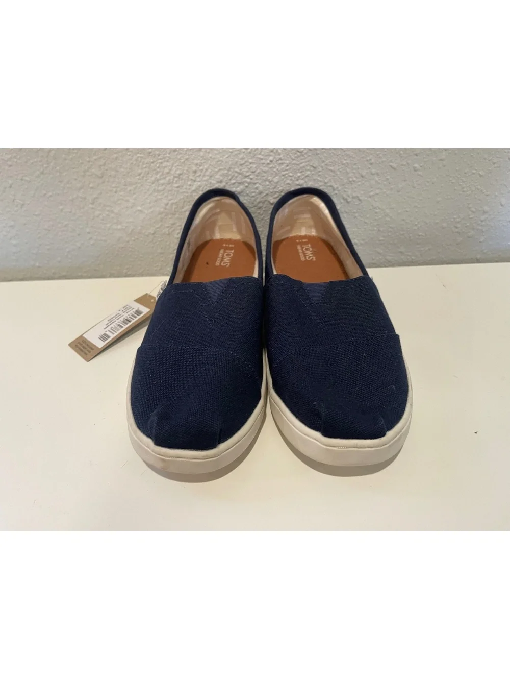 TOMS Classic Navy Canvas Slip-On Shoes Size 8